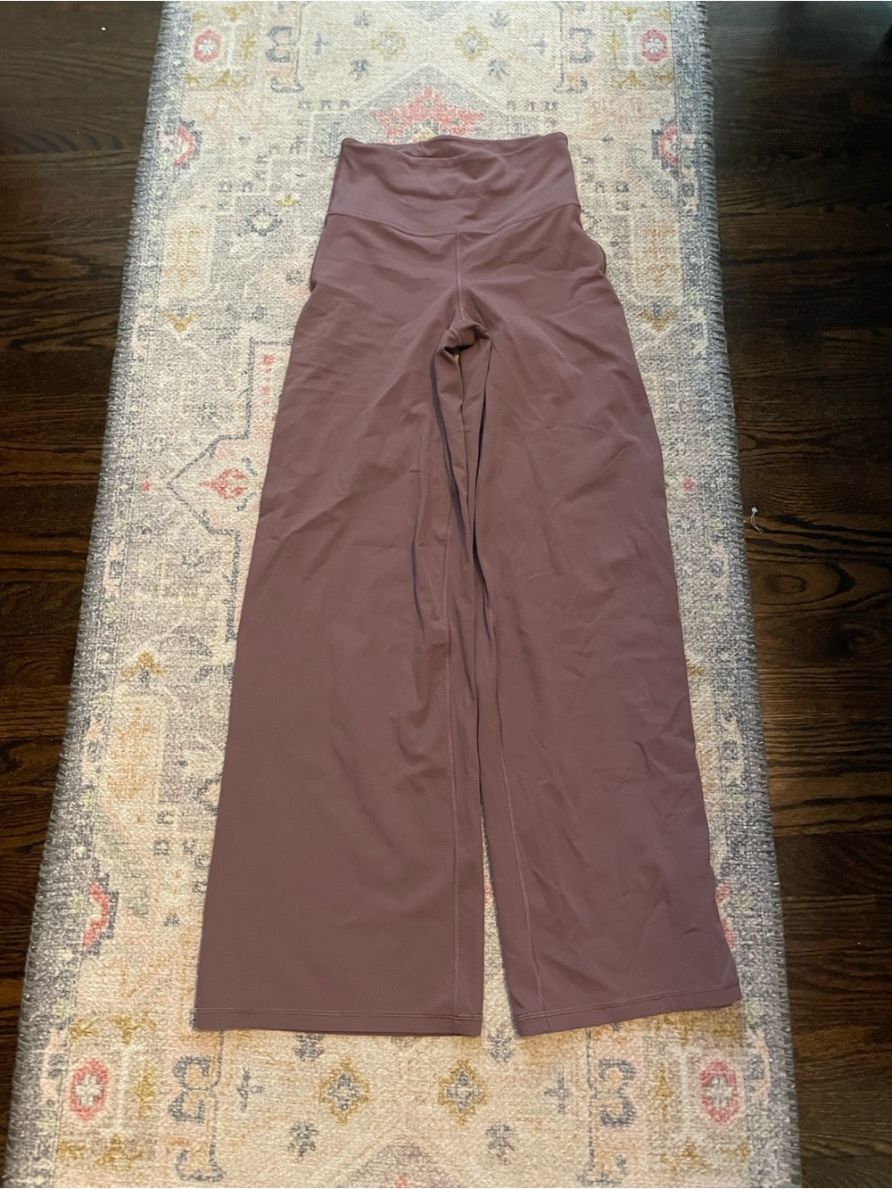 Athleta Wide-Leg High-Rise Yoga Pants in Mauve Brown